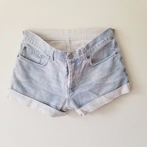 No Brand Washed Out Button Down Denim Shorts